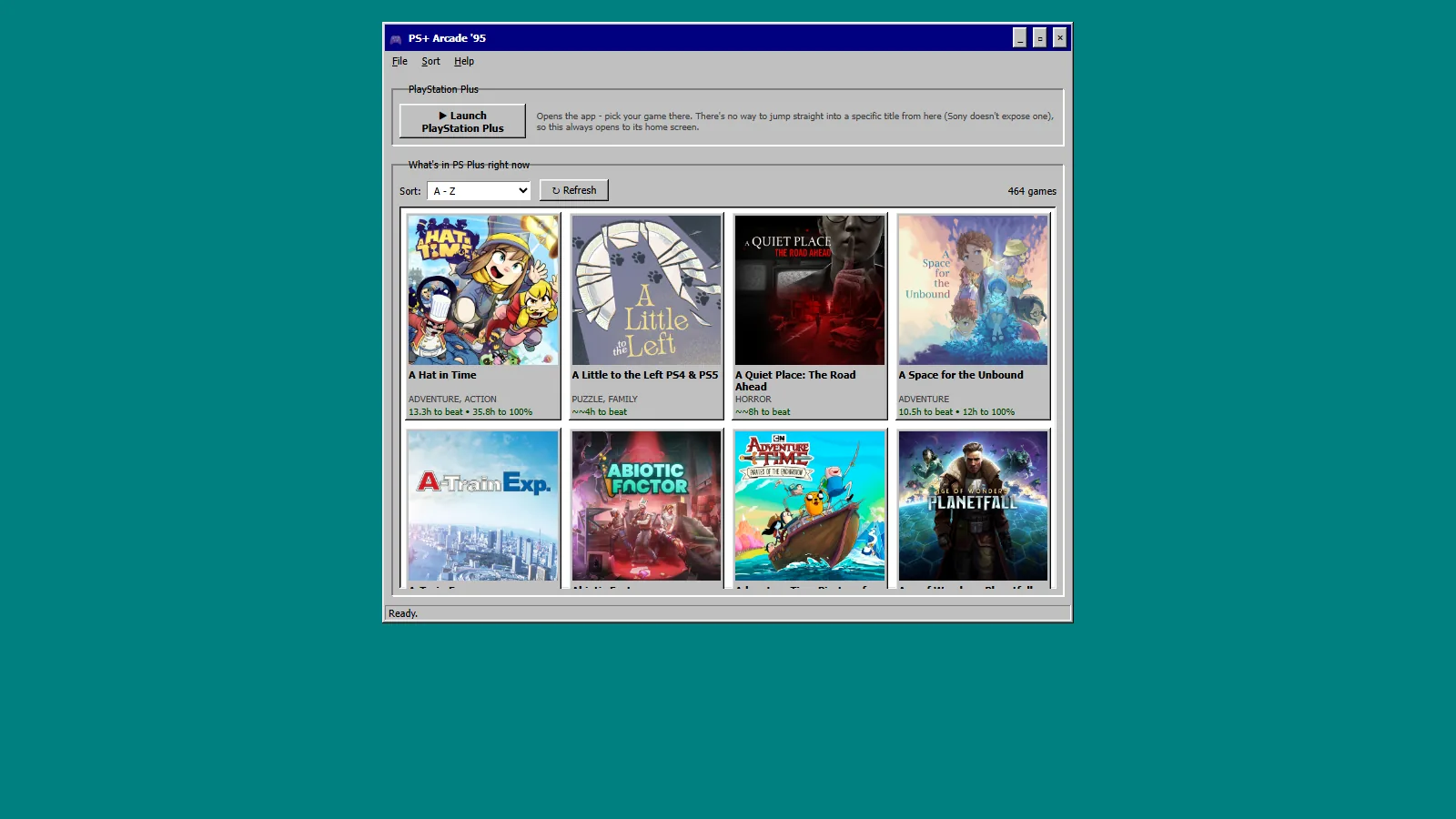 The PlayStation Plus catalogue browser.