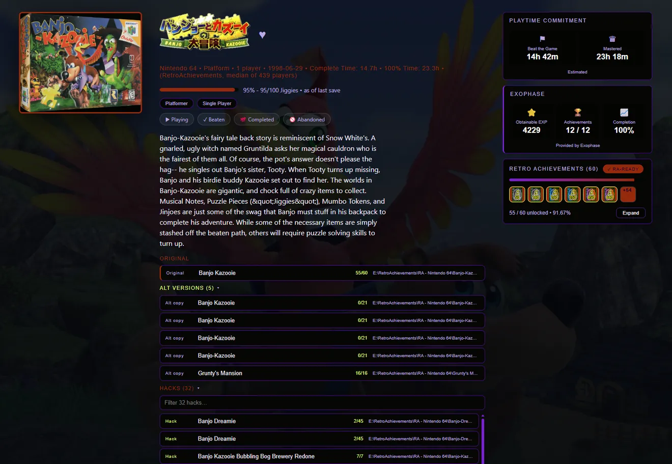A save-progress readout showing the number the game itself keeps.