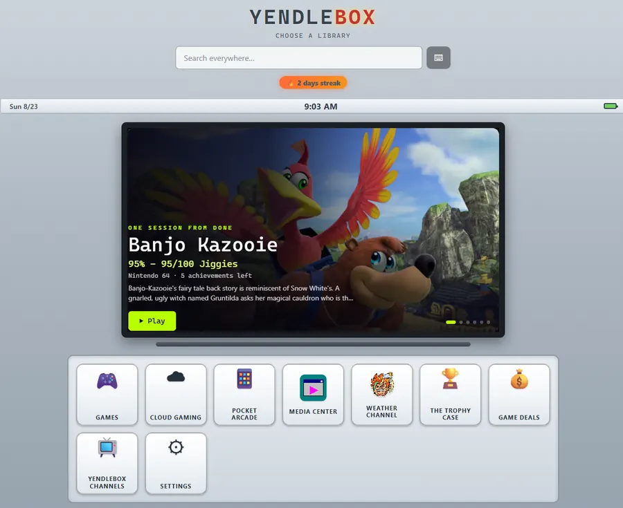 YendleBox in a light skin, clean and simple.